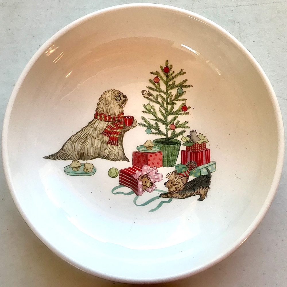 SOLD Pier 1 CHRISTMAS MORNING PUPS Bowl